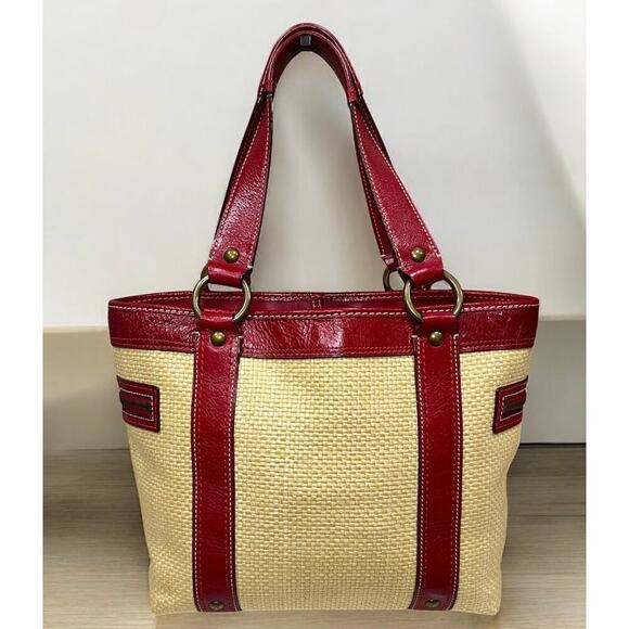 Vintage Coach 113 Legacy Straw Tote Bag & Wristlet - Picture 3 of 14